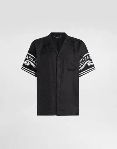 DOLCE & GABBANA PRINTED SILK AND DENIM SHIRT