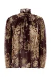 Dolce & Gabbana Printed Silk Blouse In Brown