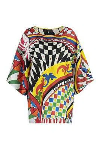 Pre-owned Dolce & Gabbana Printed Silk Blouse In Multicolor