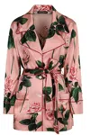 Dolce & Gabbana Women's Printed Silk Blouse Top In Pink
