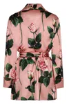 Dolce & Gabbana Floral Silk-blend Satin Blouse In Pink