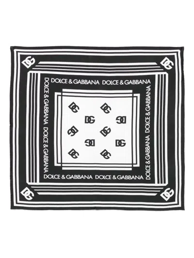 Dolce & Gabbana Printed Silk Foulard In Black