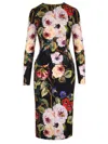 Dolce & Gabbana Dolce&gabbana Rose Print Sheath Dress In Silk In Ya Roseto Nero