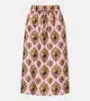 Dolce & Gabbana Printed Silk Midi Skirt In Pink