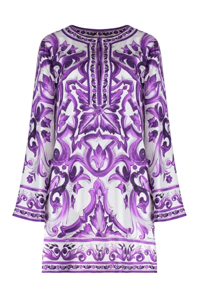 Dolce & Gabbana Printed Silk Mini Dress In Multi