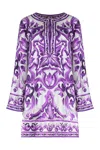 Dolce & Gabbana Maiolica Print Twill Mini Dress In Purple