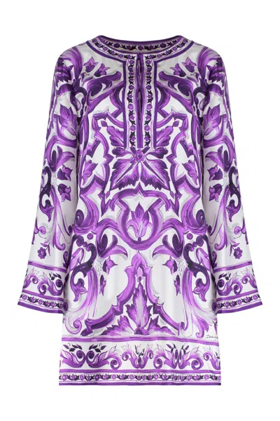 DOLCE & GABBANA DOLCE & GABBANA PRINTED SILK MINI DRESS