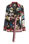 Dolce & Gabbana Belted Floral-print Silk-twill Shirt In Black