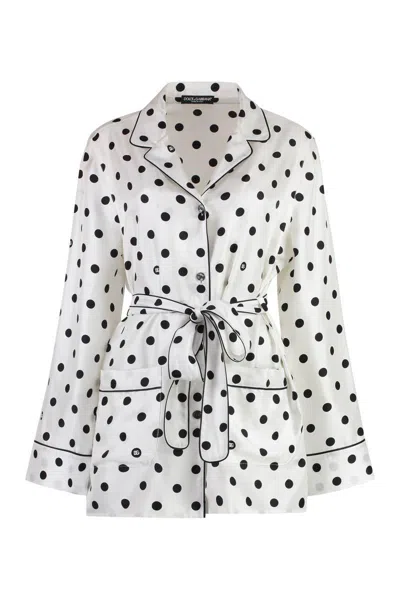 Dolce & Gabbana Printed Silk Pajama Blouse
