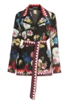 Dolce & Gabbana Belted Floral-print Silk-twill Shirt In Black