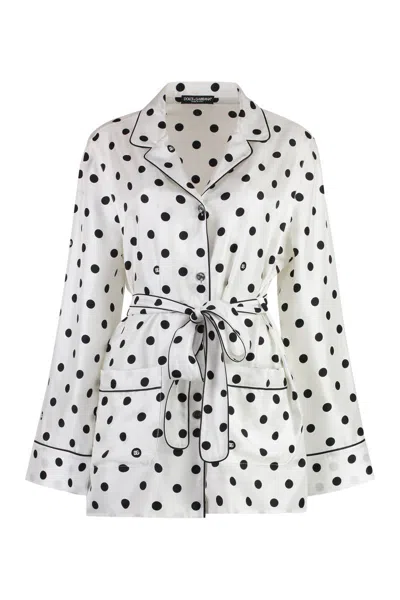 DOLCE & GABBANA DOLCE & GABBANA PRINTED SILK PAJAMA BLOUSE