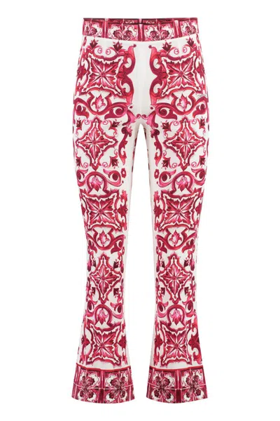 Dolce & Gabbana Majolica-print Cropped Trousers In Multicolour