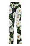 Dolce & Gabbana High-waisted Floral-print Stretch Silk Charmeuse Pants In Gardenia