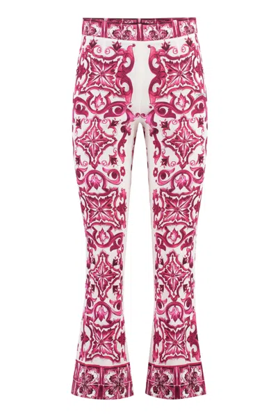Dolce & Gabbana Printed Silk Pants In Pink