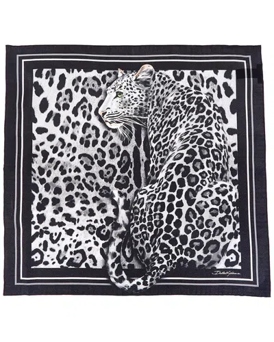 Dolce & Gabbana Printed Silk Scarf In Black
