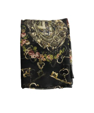 Dolce & Gabbana Printed Silk Scarf In Black