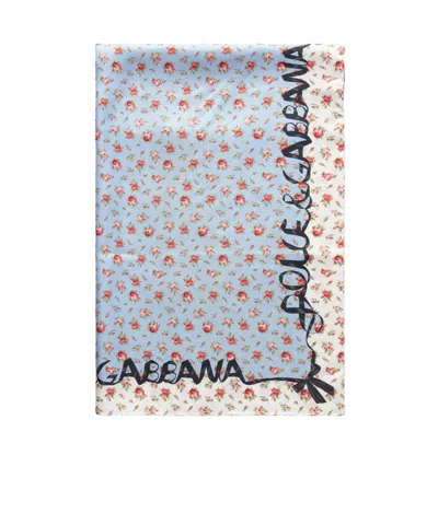 Dolce & Gabbana Printed Silk-twill Scarf In Blue