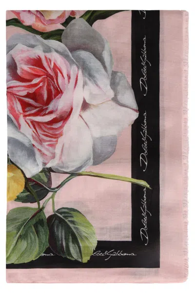 Dolce & Gabbana Printed Silk Scarf In Pink