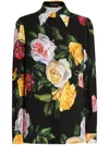 Dolce & Gabbana Multicolor Shirt With Oversize Pointed Collar And All-over Floral Motif In Silk Stretch Woman