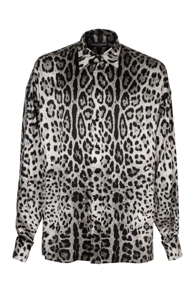 Dolce & Gabbana Printed Silk Shirt In Multicolor