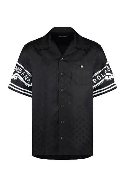 Dolce & Gabbana Printed Silk Shirt In Black