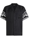 Dolce & Gabbana Black Shirt With Logo Print On The Sleeves In Silk Man In Black