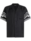 Dolce & Gabbana Black Shirt With Logo Print On The Sleeves In Silk Man In Black