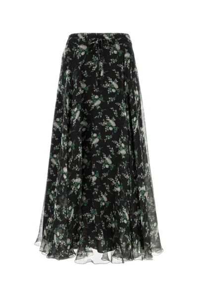 Dolce & Gabbana Printed Silk Skirt In Black