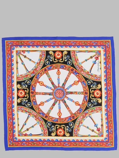 Dolce & Gabbana Printed Silk Square Scarf In Black