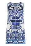Dolce & Gabbana Printed Silk Top In Blue