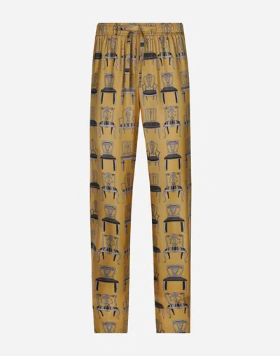 Dolce & Gabbana Printed Silk Twill Jogging Pants