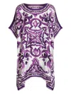 Dolce & Gabbana Printed Silk Twill Kaftan In Purple