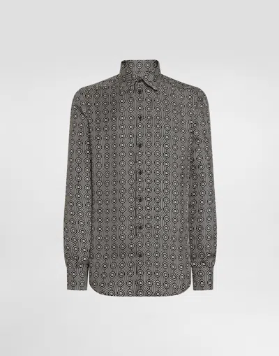 DOLCE & GABBANA PRINTED SILK TWILL MARTINI SHIRT