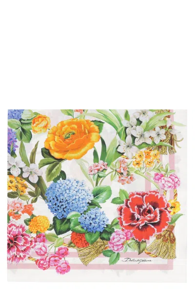 Dolce & Gabbana Printed Silk-twill Shawl In Multicolor