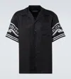 Dolce & Gabbana Black Shirt With Logo Print On The Sleeves In Silk Man In Black