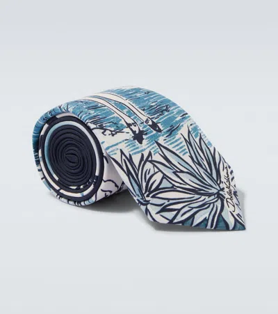 Dolce & Gabbana Printed Silk Twill Tie In Blue