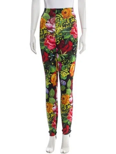 Pre-owned Dolce & Gabbana Printed Skinny Leg Pants In Black
