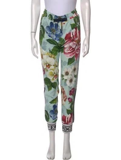 Pre-owned Dolce & Gabbana Printed Skinny Leg Pants In Blue