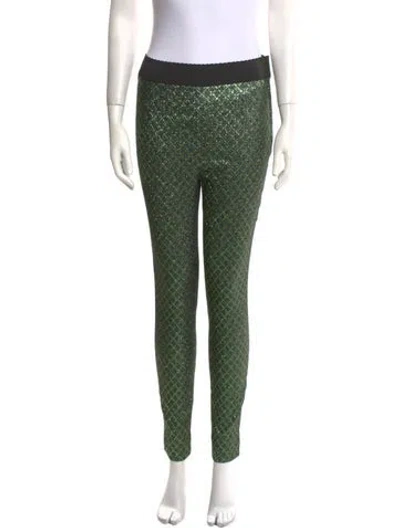 Pre-owned Dolce & Gabbana Printed Skinny Leg Pants In Green
