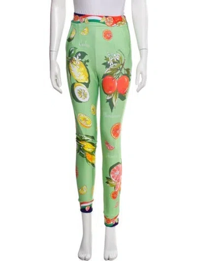 Pre-owned Dolce & Gabbana Printed Skinny Leg Pants In Green