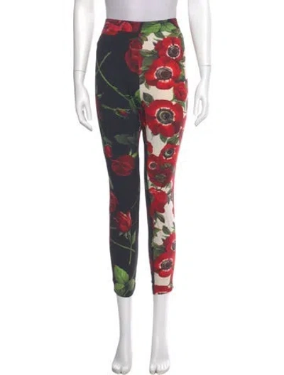Pre-owned Dolce & Gabbana Printed Skinny Leg Pants In Red