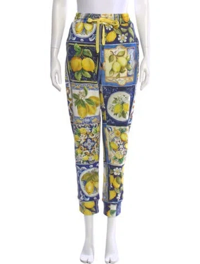 Pre-owned Dolce & Gabbana Printed Skinny Leg Pants W/ Tags In Blue