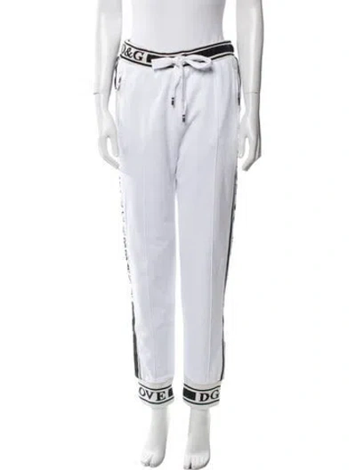 Pre-owned Dolce & Gabbana Printed Skinny Leg Pants In White