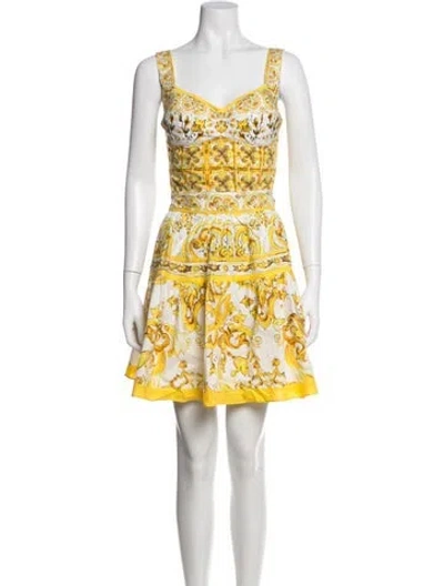 Pre-owned Dolce & Gabbana Printed Skirt Set In Yellow