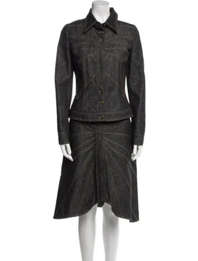 Pre-owned Dolce & Gabbana Printed Skirt Suit In Black