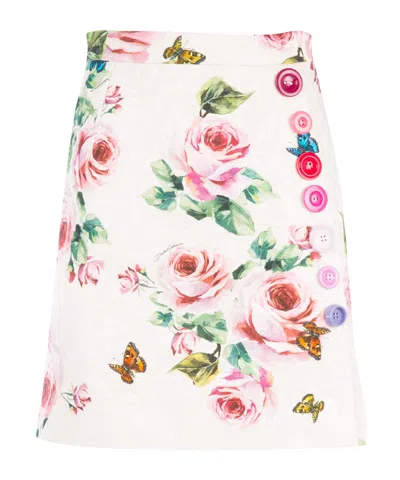 Dolce & Gabbana Printed Skirt In White