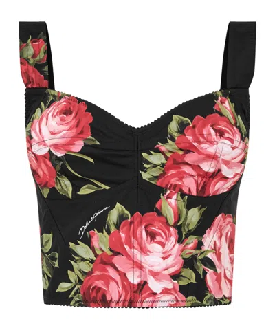Dolce & Gabbana Printed Sleeveless Camisole In Black