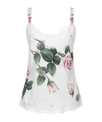 Dolce & Gabbana Printed Sleeveless Top In White