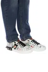 Dolce & Gabbana Music Printed Leather Sneakers With Patch In White