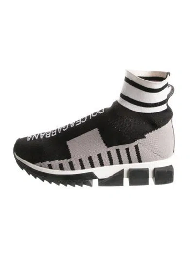 Pre-owned Dolce & Gabbana Printed Sock Sneakers In Black